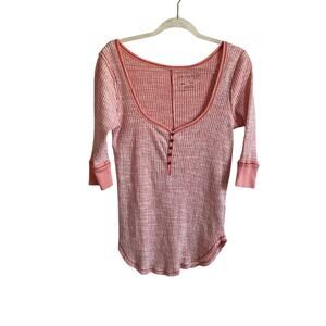 We The‎ Free Y2K Style Fitted Ribbed Thermal Top - Size Large